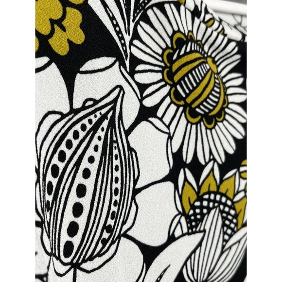 Ann Taylor Factory Floral Slit Sleeve Blouse Size Small Black Yellow Work Top - Picture 9 of 12